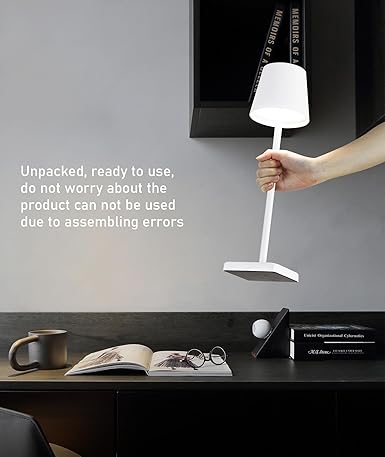 Metal Cordless Table Lamp Portable Rechargeable LED Desk Lamp,